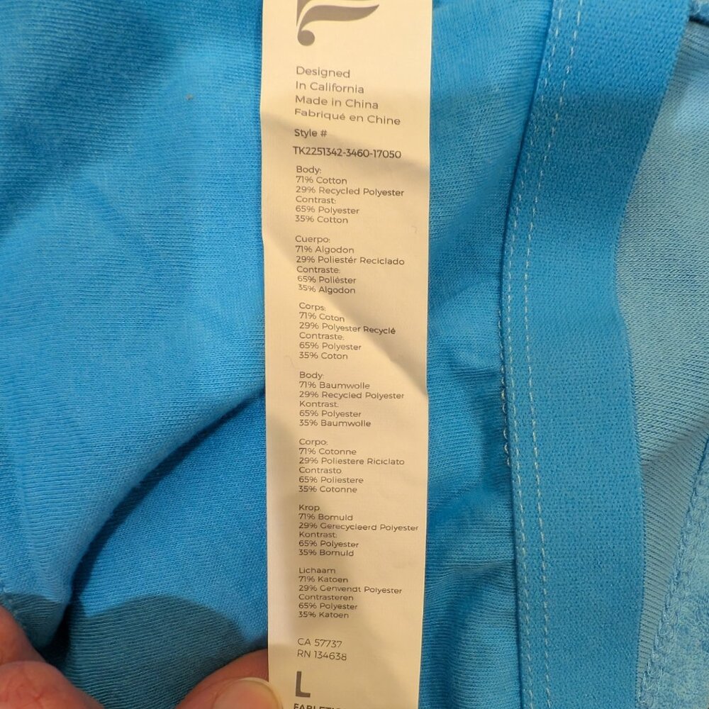 Fabletics Aqua Blue Terry Built-In Bra Tank, Size L, New With Tags! - Picture 8 of 10